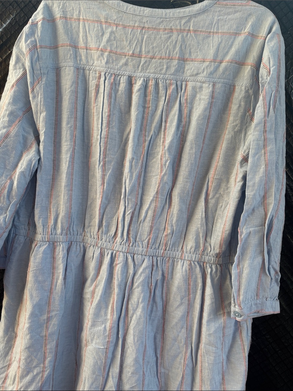 Old Navy Light Blue and Coral Striped Button-Front Dress - Picture 8 of 9